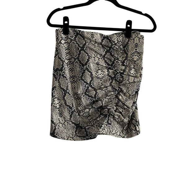 Zara Women Size M Snakeskin Animal Print High Rise Ruched Ruffle Mini Skirt - Picture 2 of 9